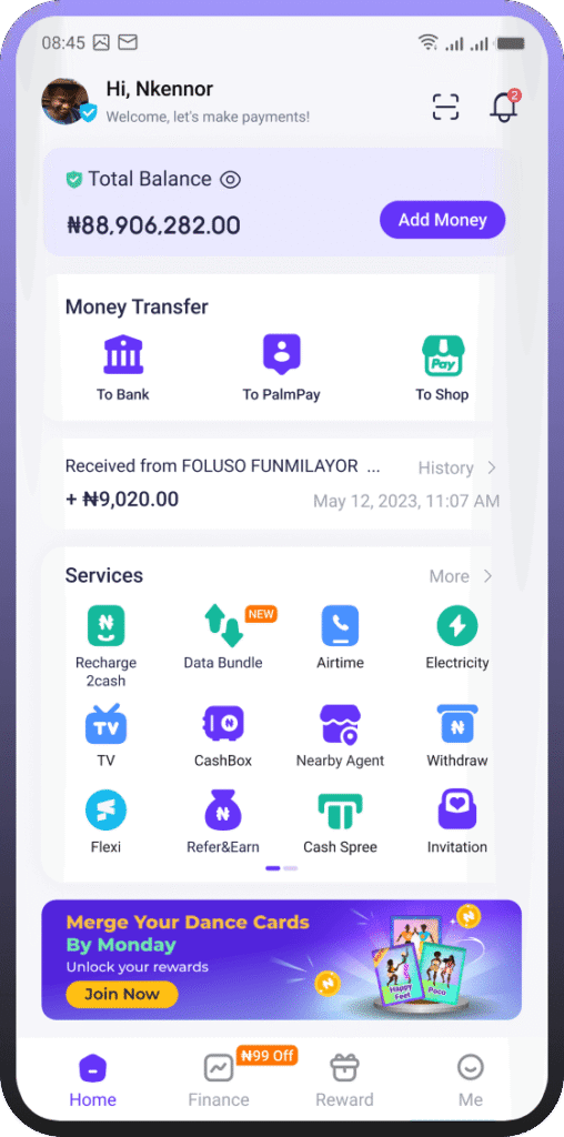palmpay airtime to cash